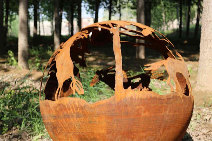 Corten Steel Fire Ball Sculpture