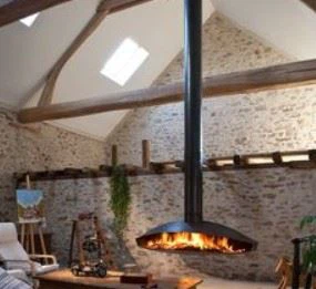 Indoor Wood Burning Wall Mounted Suspended Fireplace