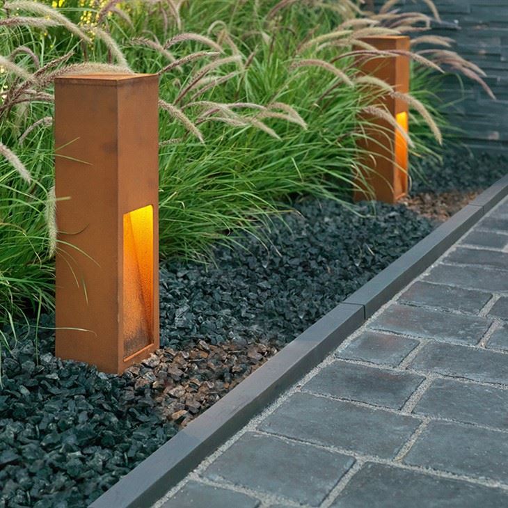 Lampu Bollard Berkarat Keluli Corten Luaran